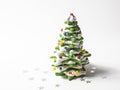 Green cookie christmas tree made by star cookie cutter on white background Royalty Free Stock Photo