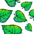 Green Cordate Leaves Watercolor Pattern