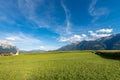 Austrian Alps with Corn Fields and Meadows Royalty Free Stock Photo