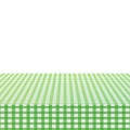 Green corner tablecloth on white wood table. Vector stock illustration. Royalty Free Stock Photo
