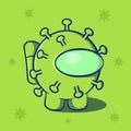 Green Corona Virus Cute Game Character Vector