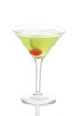 Green Cosmopolitan martini cocktail with vodka