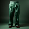 Hd 3d Realistic Render Of Green Trousers On Dark Green Background