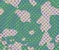 Green cow fur with white spots and sparkling multicolored diamonds. Seamless pattern Royalty Free Stock Photo