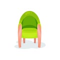 Green cozy armchair, living room furniture, interior design element vector Illustration on a white background Royalty Free Stock Photo