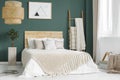 Green cozy bedroom interior Royalty Free Stock Photo