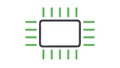 Green CPU chip processor icon , vector design Generative AI Royalty Free Stock Photo