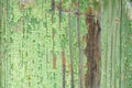 Green cracked old paint on weathered wooden plank texture background Royalty Free Stock Photo