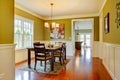 Green craftsman large dining room.