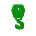 Green Crane hook icon isolated on transparent background. Industrial hook icon. Royalty Free Stock Photo