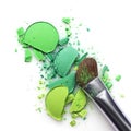 Green crashed eyeshadow for make up as sample of cosmetic product