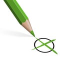 Green crayon with cross