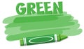 A green crayon on white background