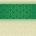 Green and cream classical oriental floral horizontal banner