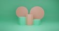 Green and cream podium on green background 3d rendered Royalty Free Stock Photo
