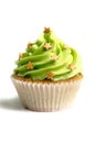 Green creamed sweet cupcake