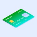 Green credit card icon, isometric style