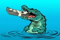 Green crocodile eats money