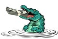 Green crocodile eats money isolate on white background