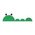 Green crocodile head made of semicircular geometric shapes, simple comic kawaii animal illustration, side view