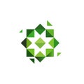 Green cross, herbs logotype. Octagonal star, muslim symbol, unusual geometrical logo design. Vector illustration or