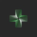 Green cross logo artwork, bewitching crossing many symmetric lines shapes