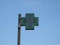 Green cross pharmacy sign Royalty Free Stock Photo