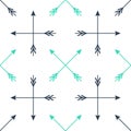 Green Crossed arrows icon isolated seamless pattern on white background. Vector Royalty Free Stock Photo