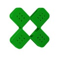 Green Crossed bandage plaster icon isolated on transparent background. Medical plaster, adhesive bandage, flexible