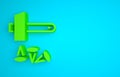 Green Crucifixion of Jesus Christ icon isolated on blue background. Hammer and old nails. Good Friday, Passion of Jesus Royalty Free Stock Photo