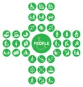 Green cruciform disability and people Icon collection Royalty Free Stock Photo