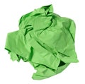 Green crumpled ball of paper on a white isolated background Royalty Free Stock Photo
