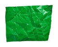 Green crumpled paper with folds texture cut out on white background Royalty Free Stock Photo