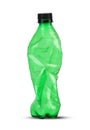 Green crushed soda bottle