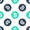 Green Cryptocurrency coin Bitcoin icon isolated seamless pattern on white background. Physical bit coin. Digital