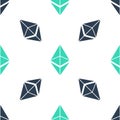 Green Cryptocurrency coin Ethereum ETH icon isolated seamless pattern on white background. Digital currency. Altcoin