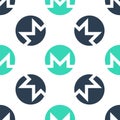 Green Cryptocurrency coin Monero XMR icon isolated seamless pattern on white background. Digital currency. Altcoin