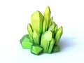 Green crystal 3d rendering, on white background