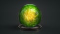 Green crystal glass magic ball 3D render