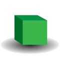 Green cube in 3d style. Minimal geometric design. Vector illustration. stock image. Royalty Free Stock Photo