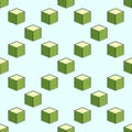 Green Cube Printed on 3d printer vector Additive Manufacturing colored seamless pattern Royalty Free Stock Photo