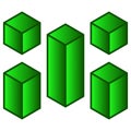 Green cubes stacked artfully. Clean, modern design with sharp angles. Captivating 3D graphic. Vector illustration.