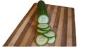 Green cucumber cut on a cutting board