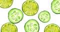 Green cucumber and lime slices for banner Royalty Free Stock Photo