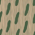 Green cucumber seamless pattern on stripes background. Cucumbers vegetable endless wallpaper