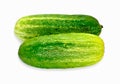 Green cucumbers on white background