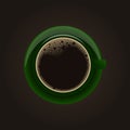 Green cup of coffee.Drink coffee this morning
