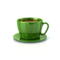 Green cup of tasty coffee 3d rendering