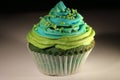 Green Cupcake with stawberry jam