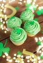 Green cupcakes, horseshoes and shamrock